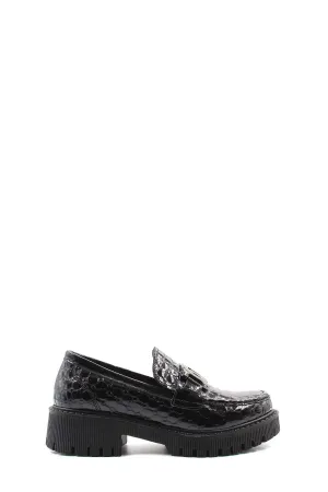 FST Genuine Leather Women's Casual Shoes 171ZA2504 49 BLACK CROCO - Sudbury