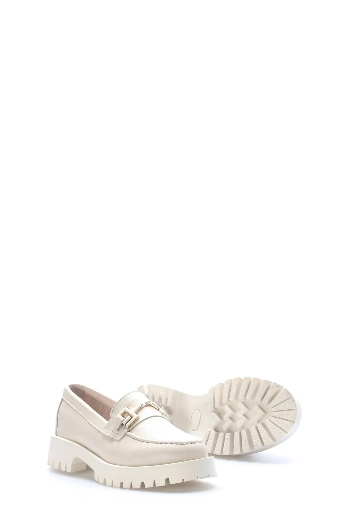 FST Genuine Leather Women's Casual Shoes 581ZA2854 Beige - Pescara