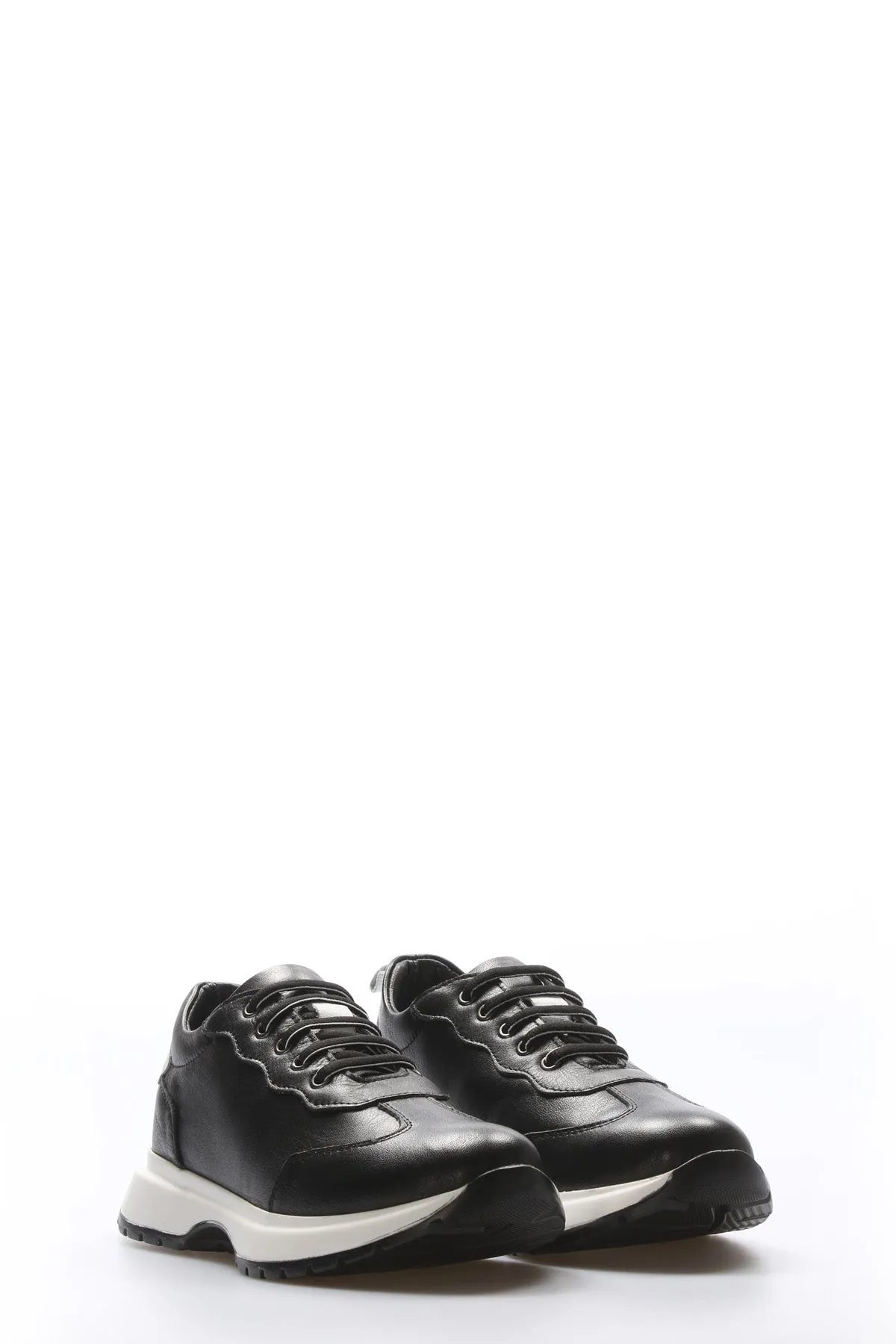 FST Genuine Leather Women's Casual Shoes 583ZA2491 Black White - Vineland