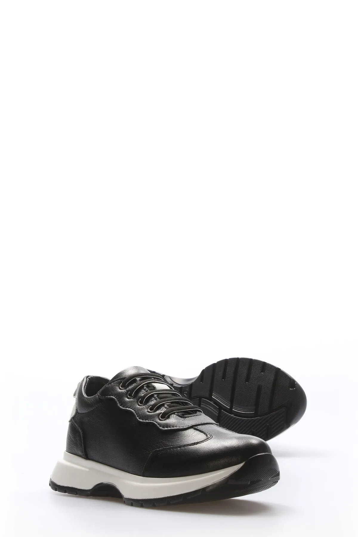FST Genuine Leather Women's Casual Shoes 583ZA2491 Black White - Vineland