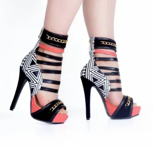 Gladiators Platform Strappy Ankle Chain Sandals