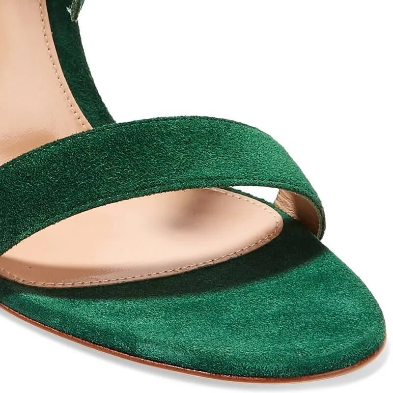Green Strappy Ankle Bow Cutout Sandals