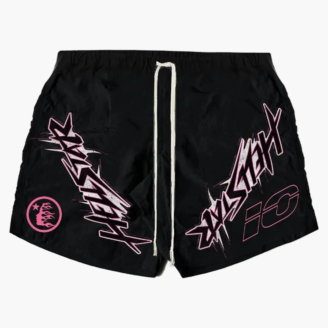 Hellstar Waxed Nylon Athletic Shorts Black