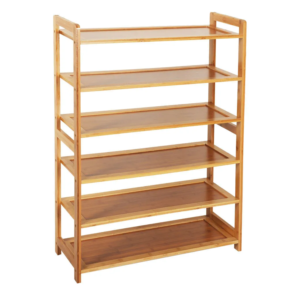 High Quality 6 Tier Wood Bamboo Shelf Entryway Storage Shoe Rack Home Furniture #ns23 _mkpt by Js House