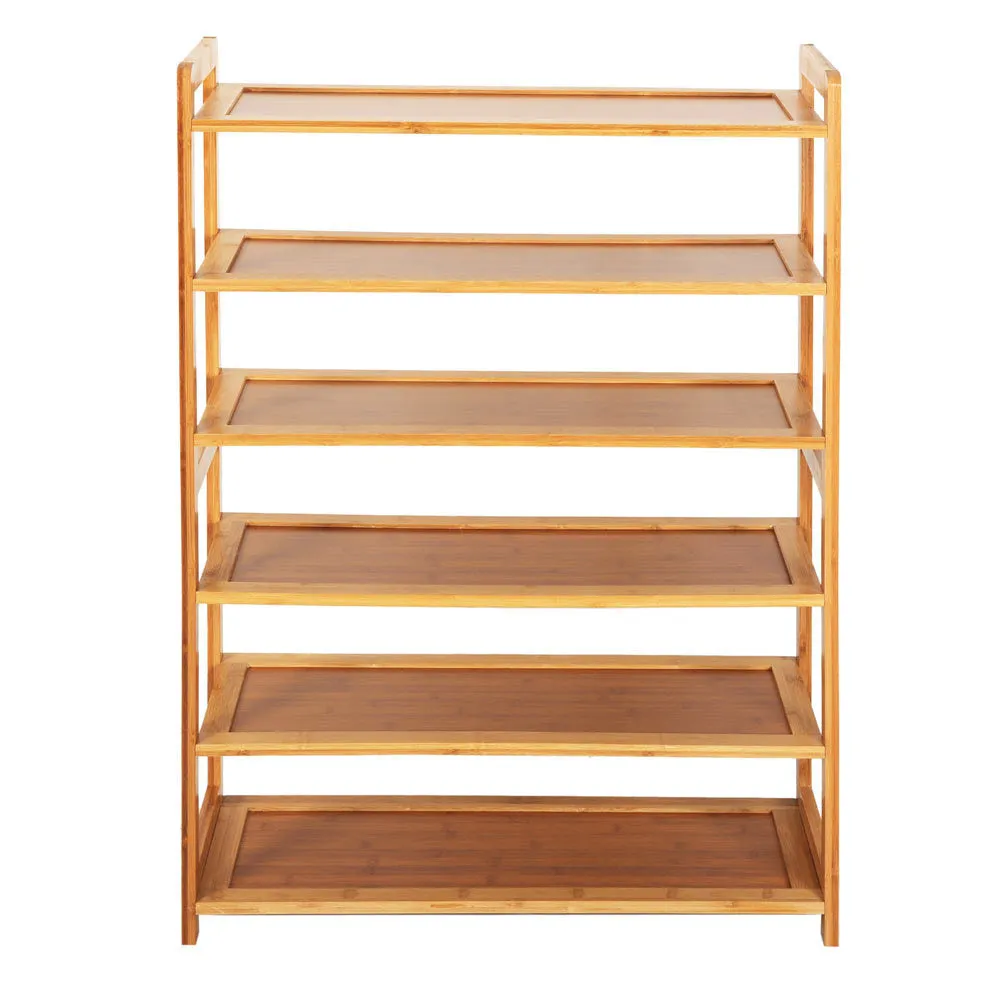 High Quality 6 Tier Wood Bamboo Shelf Entryway Storage Shoe Rack Home Furniture #ns23 _mkpt by Js House