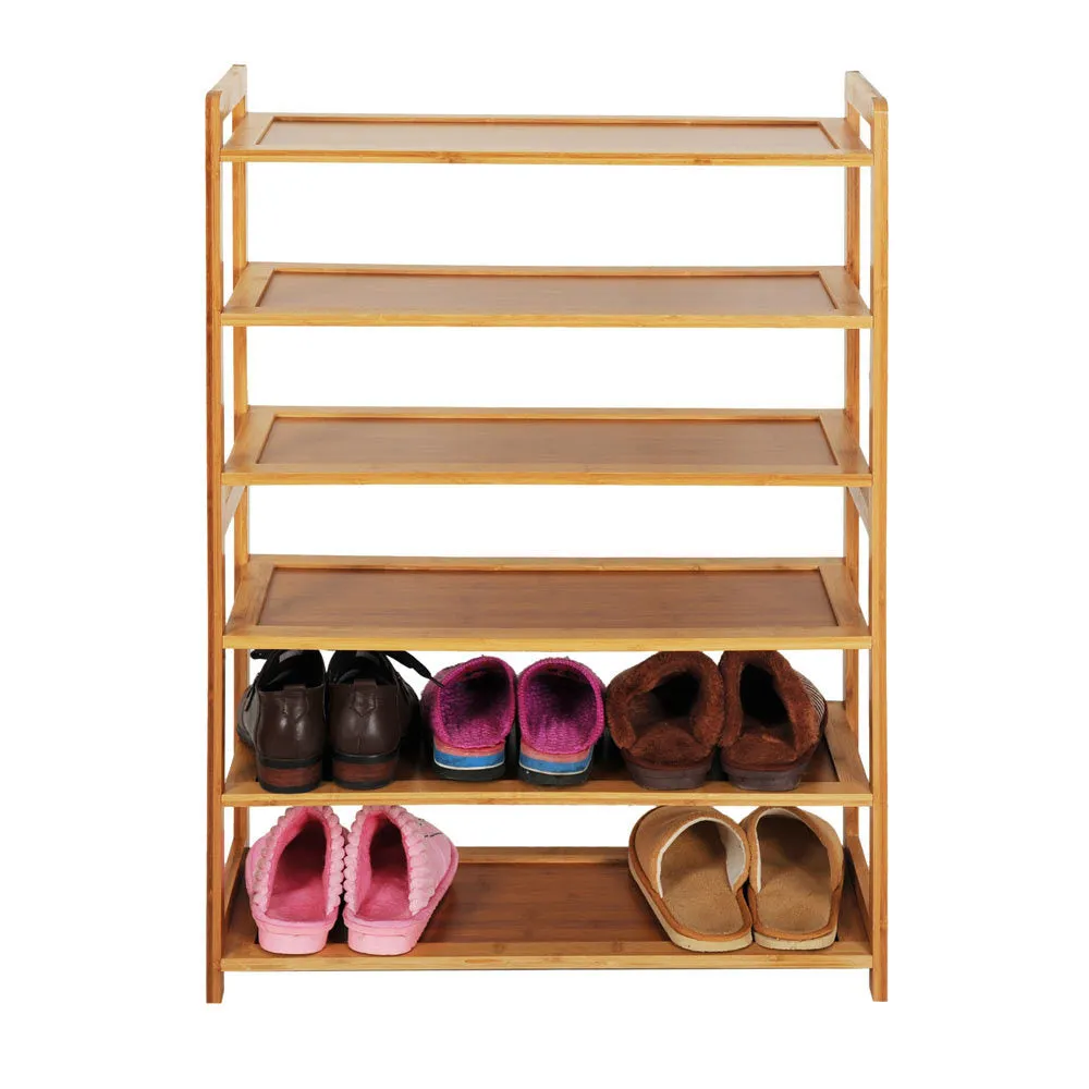 High Quality 6 Tier Wood Bamboo Shelf Entryway Storage Shoe Rack Home Furniture #ns23 _mkpt by Js House