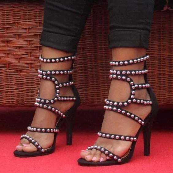 Jewelry High Heel Embellished Cutout Sandals