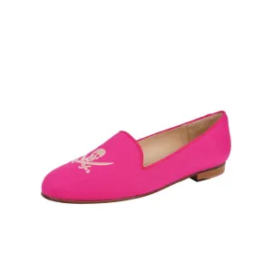 Jon Josef Womens Skulls Fuchsia Linen Loafer Flats