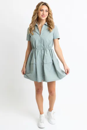 Karlie Zip Front Dress in Sage