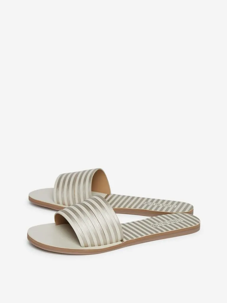 LUNA BLU Gold Striped Slides