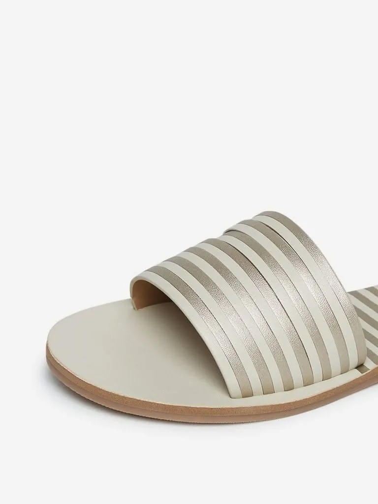 LUNA BLU Gold Striped Slides