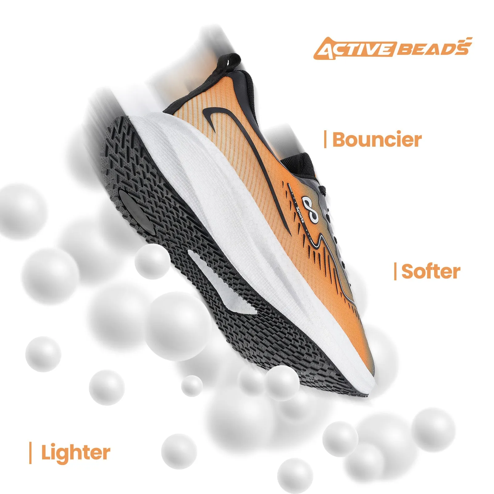 Men's Lace-up Sports Shoe - WS9163 Grey Orange