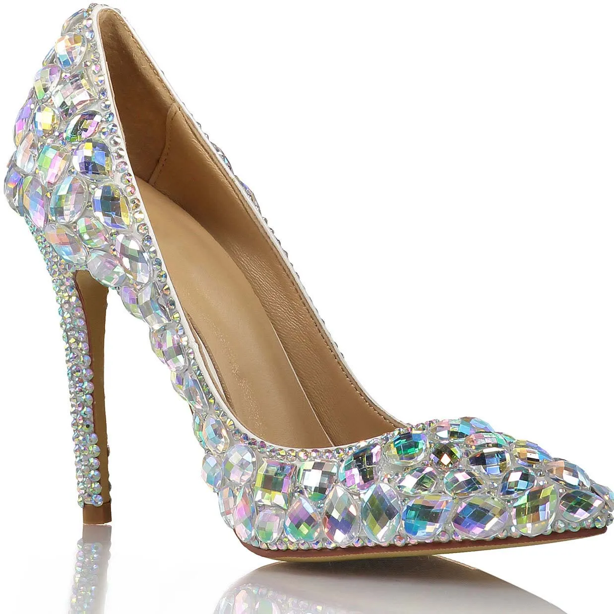 Multicolor Point Toe Ankle Microfiber Stiletto Heel Pumps