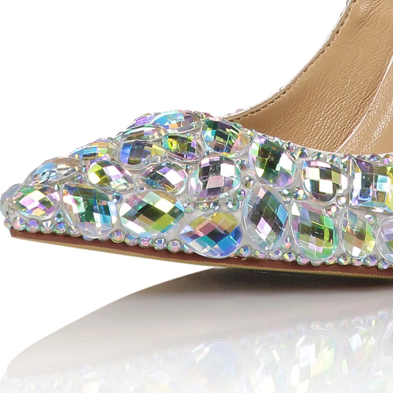 Multicolor Point Toe Ankle Microfiber Stiletto Heel Pumps