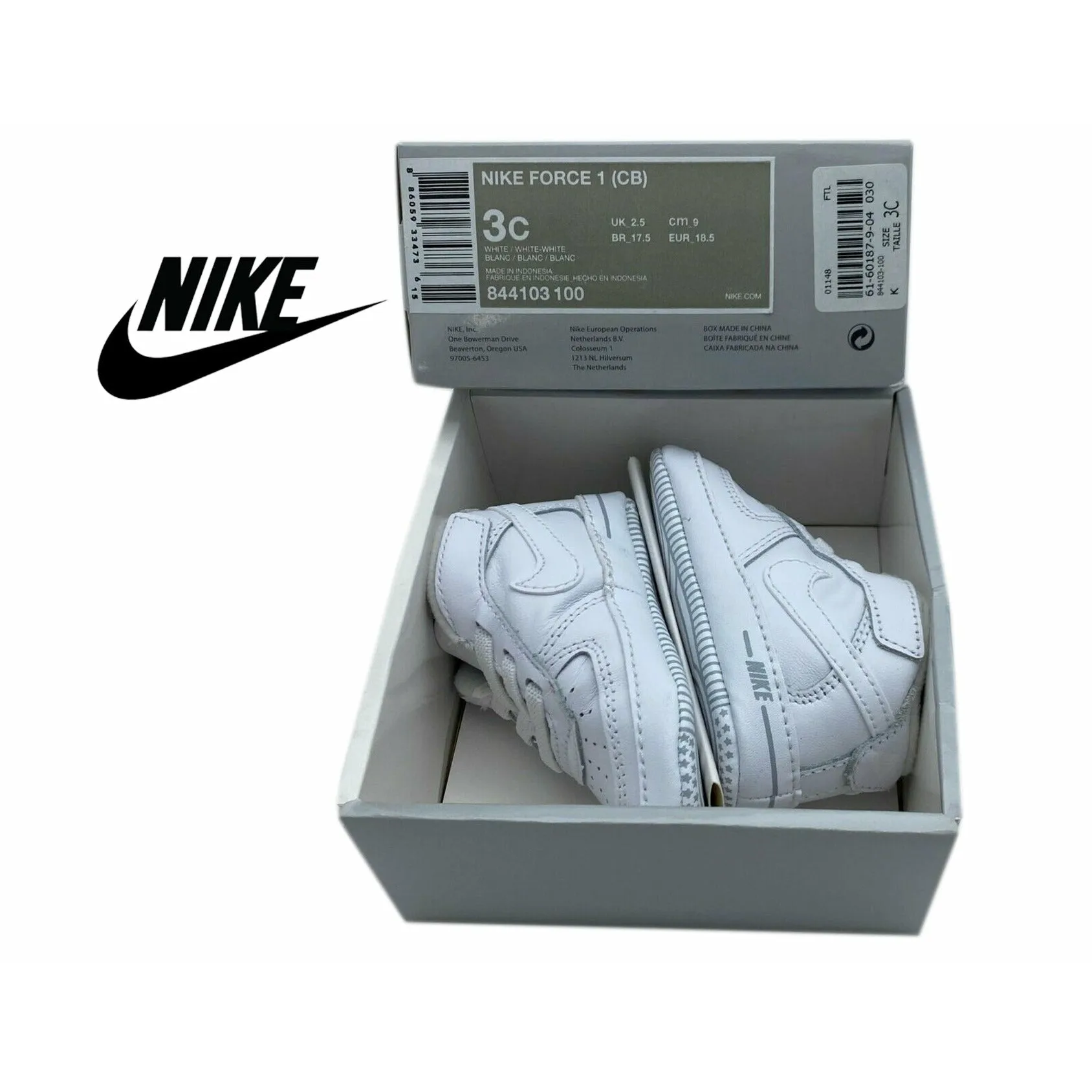 Nike Force 1 Crib (CB) All Triple White Classic OG Air Force 1 Size 3c