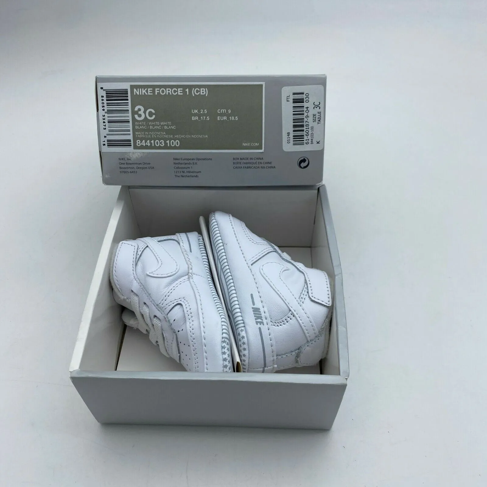 Nike Force 1 Crib (CB) All Triple White Classic OG Air Force 1 Size 3c