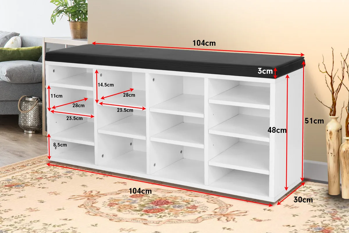 NNEDPE Wooden Shoe Rack Cabinet Organiser - 104 x 30 x 48 - White