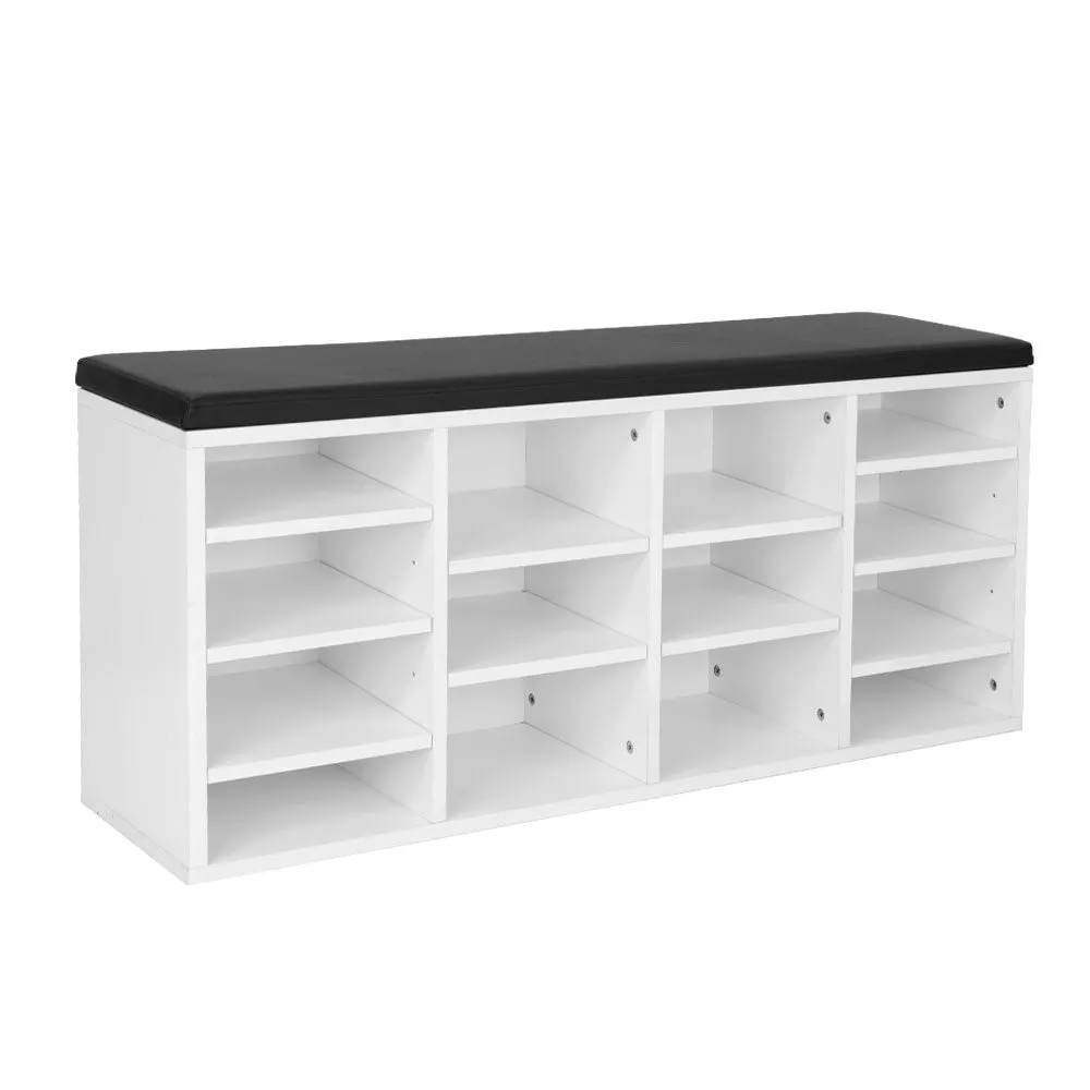 NNEDPE Wooden Shoe Rack Cabinet Organiser - 104 x 30 x 48 - White
