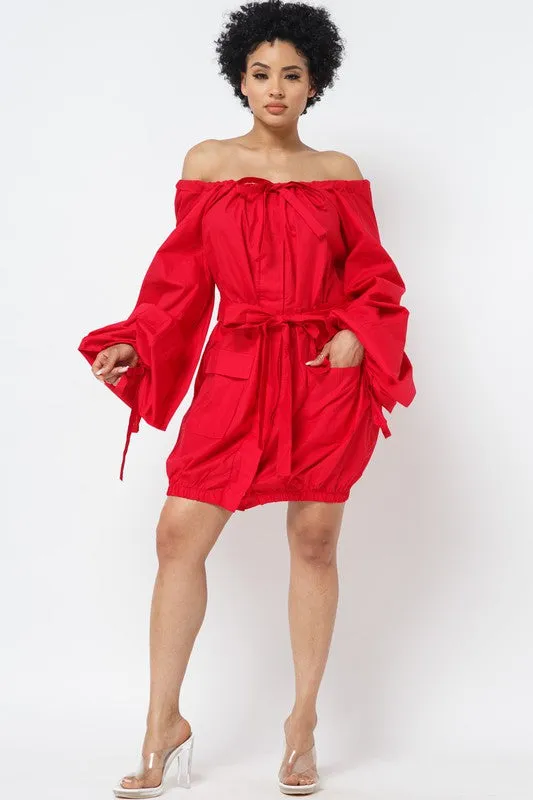 Off Shoulder Shirt Dress