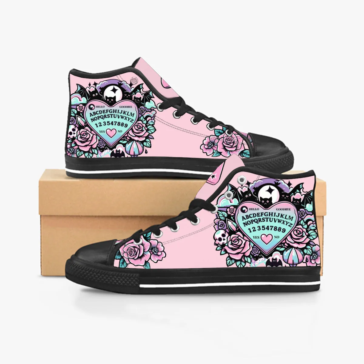 Ouija Board Bubble Gum Pink Converse Style Sneakers