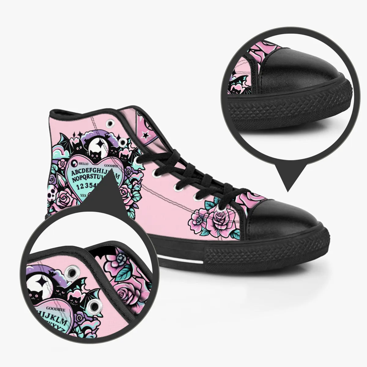 Ouija Board Bubble Gum Pink Converse Style Sneakers