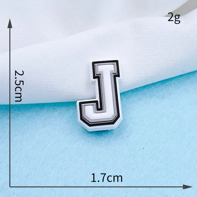 Owllaser 3D Black and White Initial for Shoe Charm