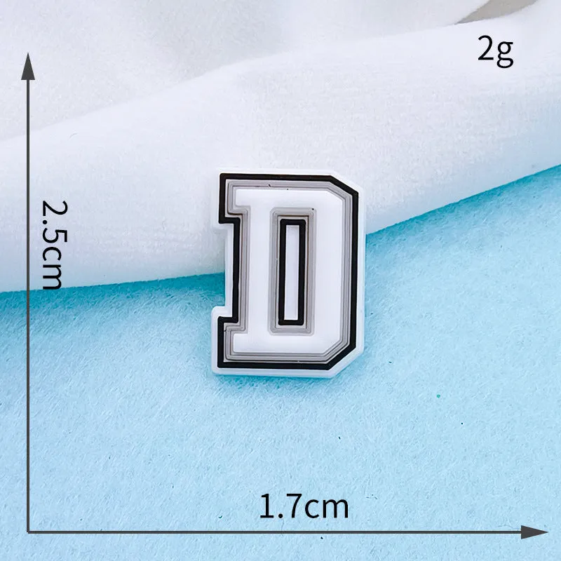 Owllaser 3D Black and White Initial for Shoe Charm
