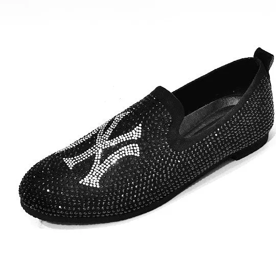 Pea shoes men's shoes spirit guy a pedal rhinestone shoes embroidery leisure loafers trend lazy shoes