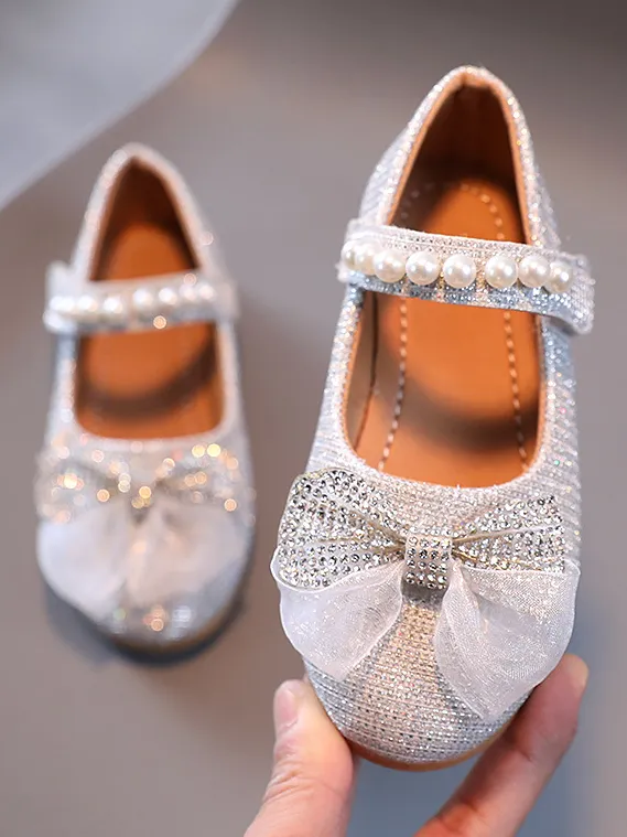 Pearls and Bow Mary Jane Flats By Liv and Mia