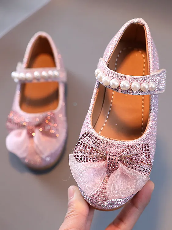 Pearls and Bow Mary Jane Flats By Liv and Mia
