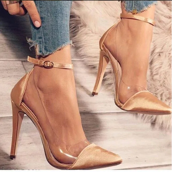 Platform Ankle Leather Sexy Close Toe Pumps