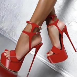 Platform Buckle Round Toe Cutout Sandals