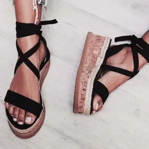 Platform Wedge Espadrille Gladiators Sandals