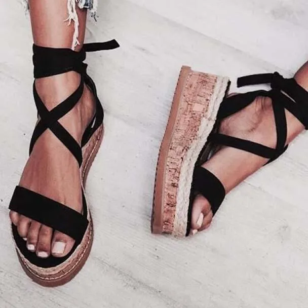 Platform Wedge Espadrille Gladiators Sandals