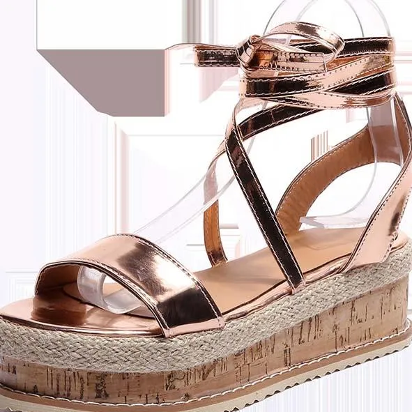 Platform Wedge Espadrille Gladiators Sandals