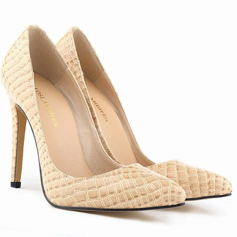 Pointed Crocodile Stiletto Bridal Shoes