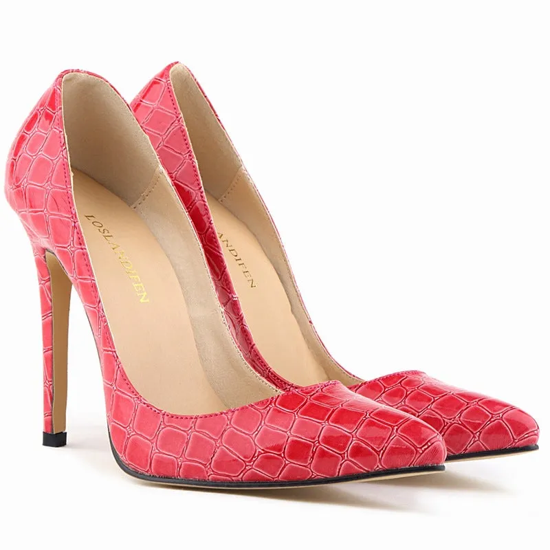 Pointed Crocodile Stiletto Bridal Shoes
