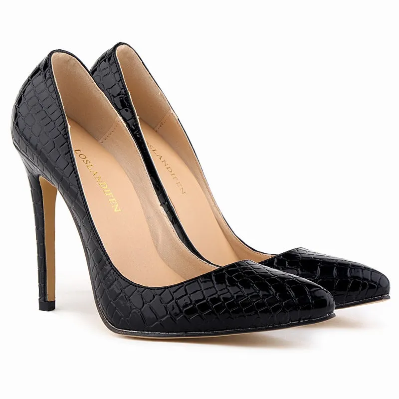 Pointed Crocodile Stiletto Bridal Shoes