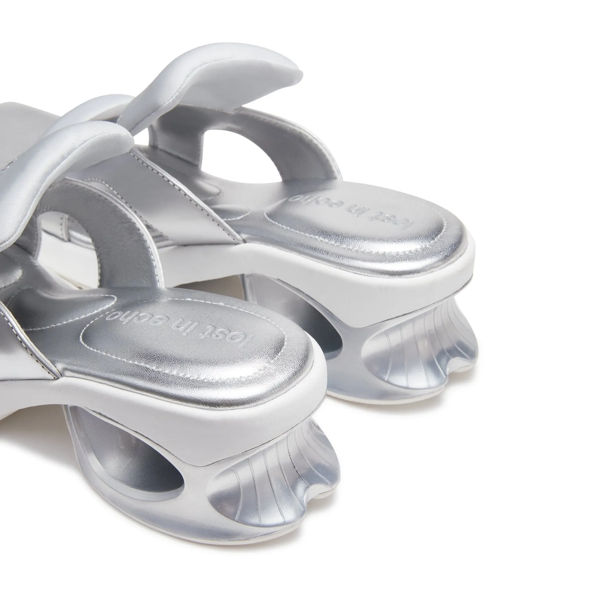 Pointed Square Toe Sports Sandals in Silver