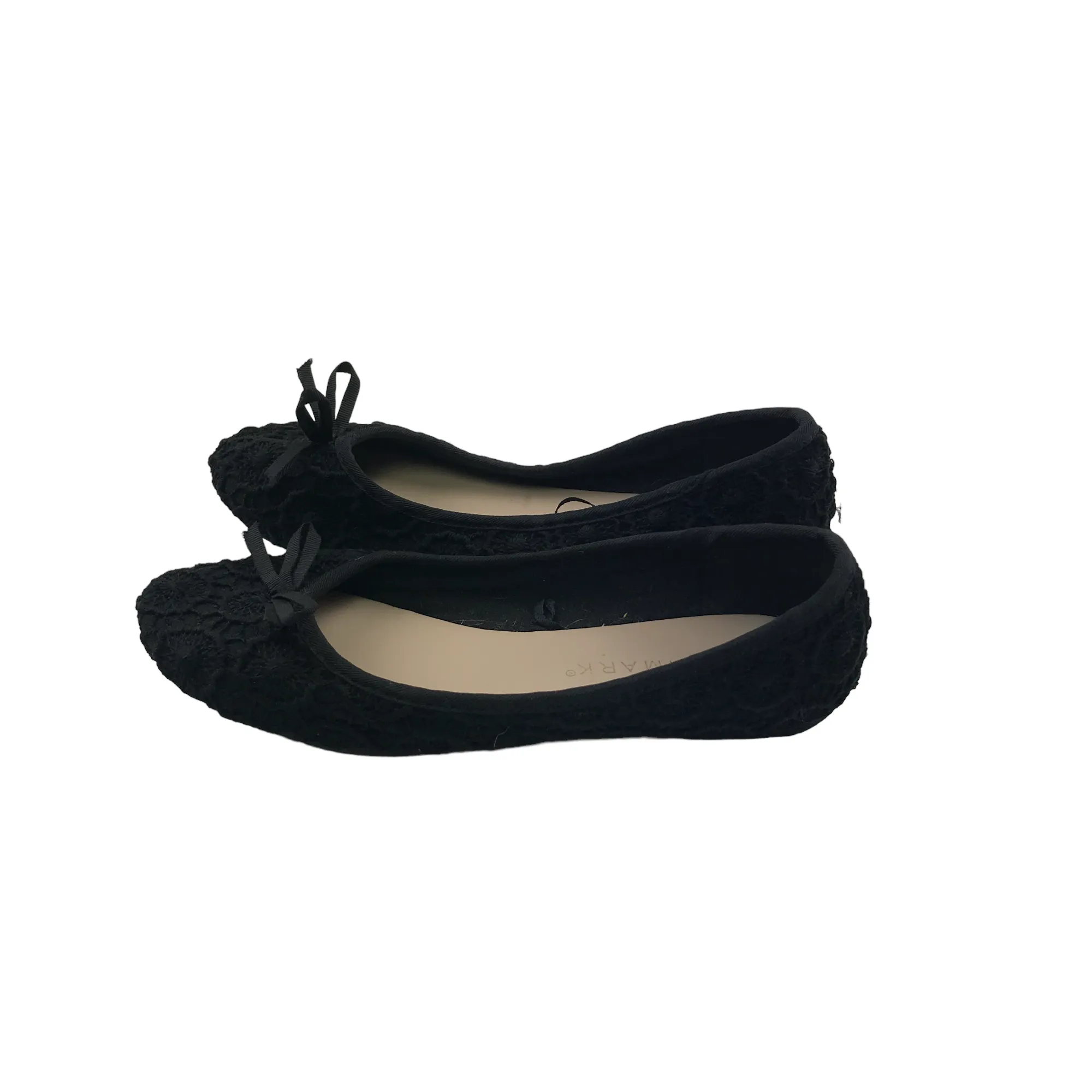 Primark Black Lace Ballet Pumps Shoe Size 3