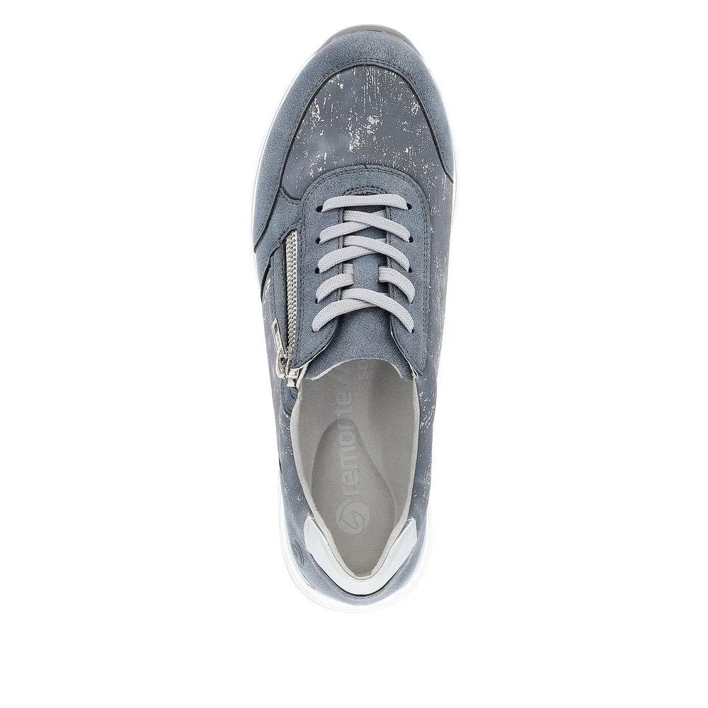 R6700-13 Lace-Up Side Zip Blue Combi
