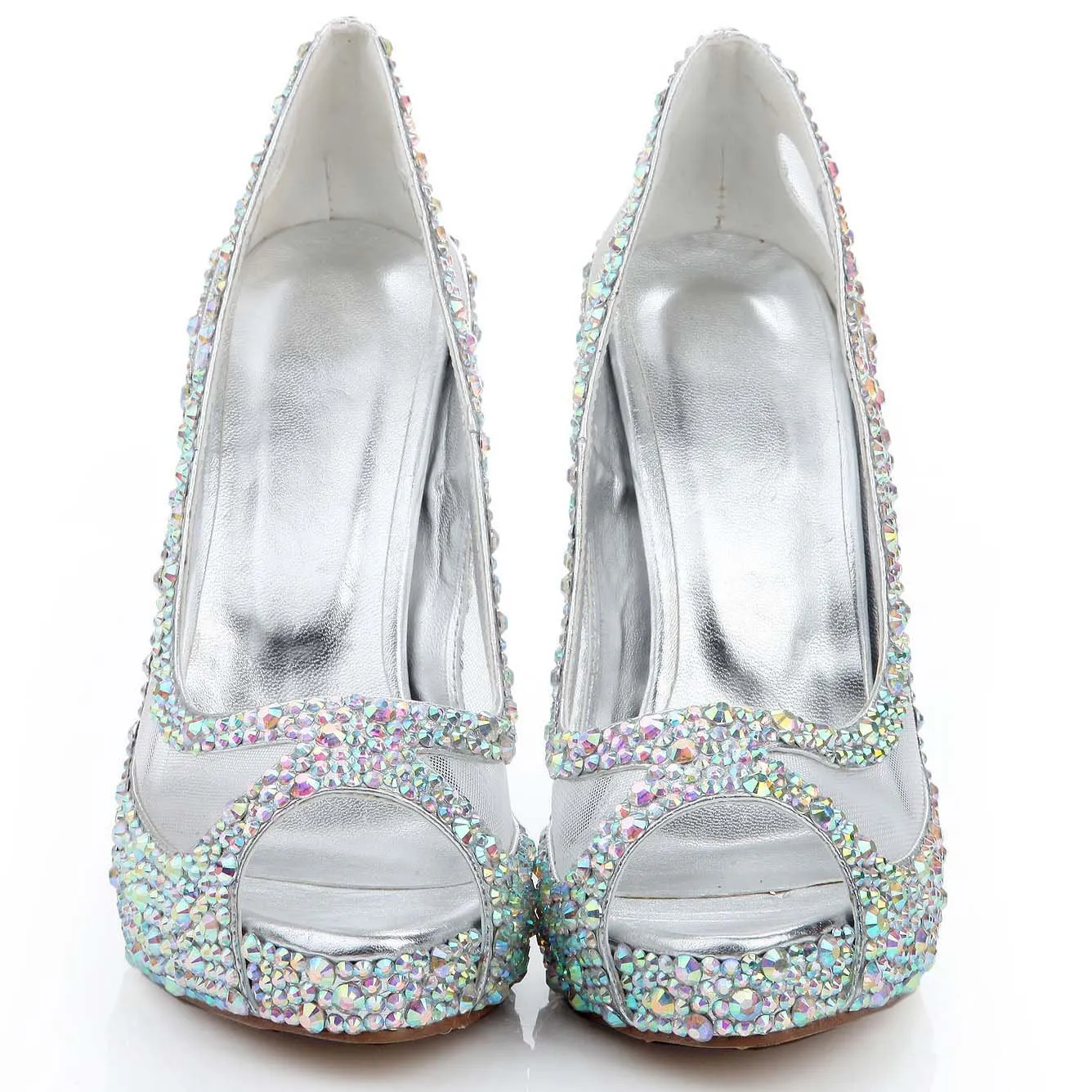 Rhinestone High Heel  Peep Toe Sandals