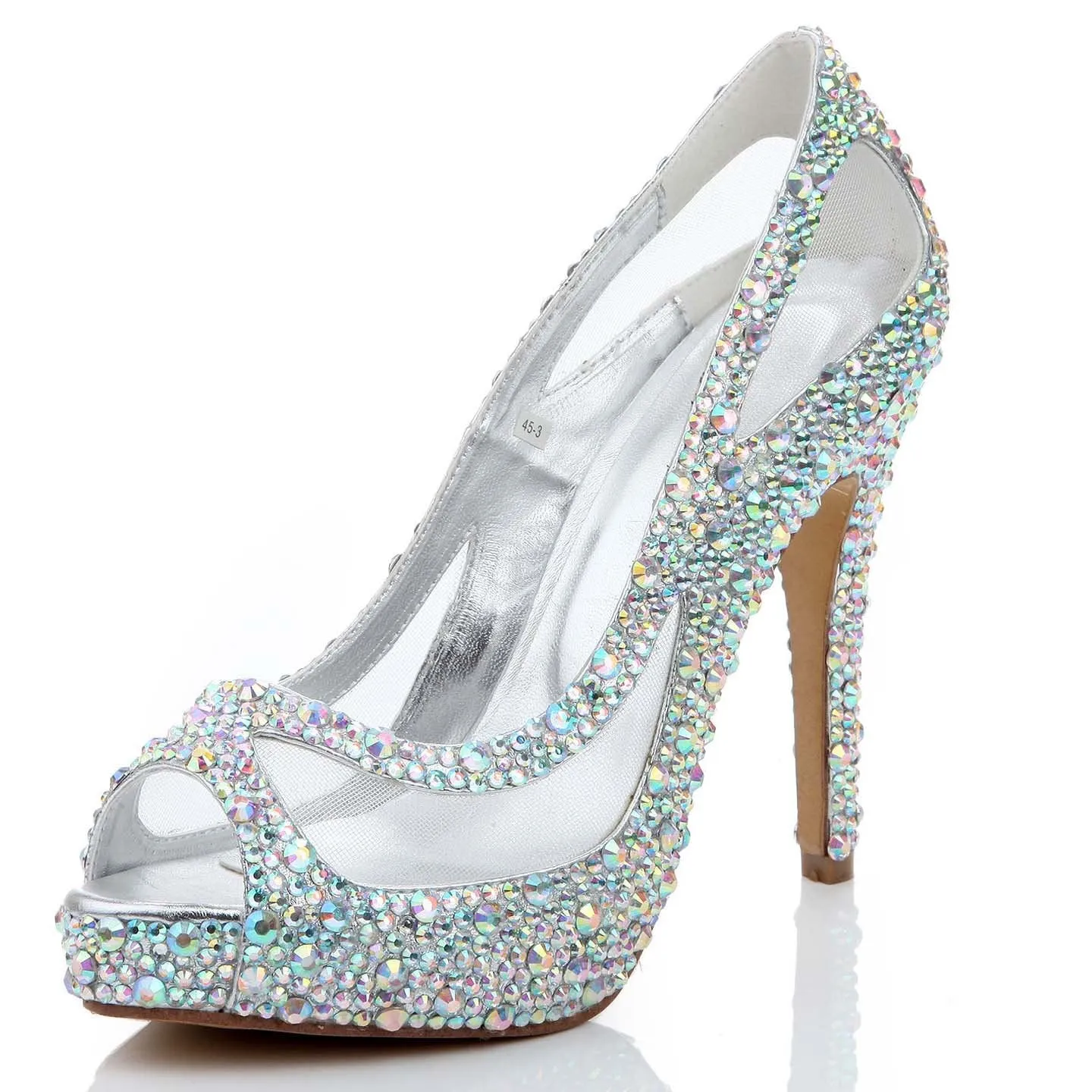 Rhinestone High Heel  Peep Toe Sandals