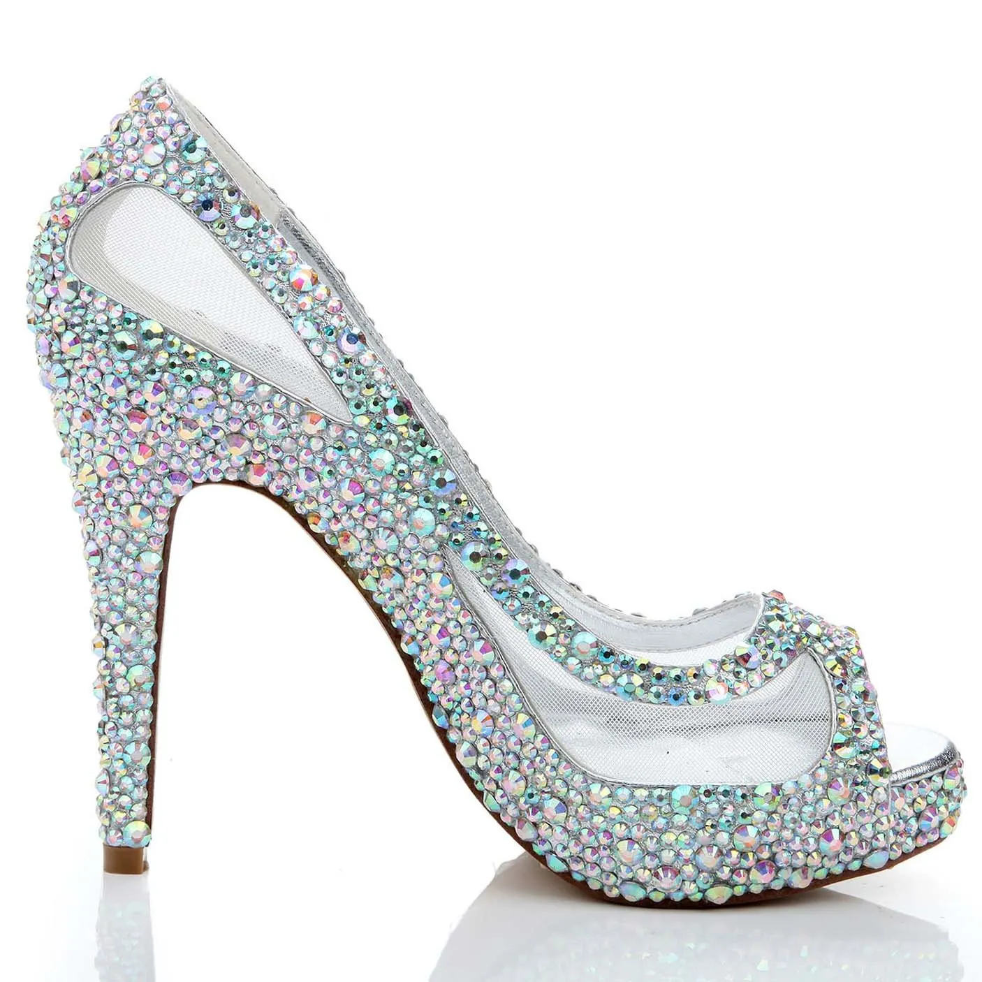 Rhinestone High Heel  Peep Toe Sandals