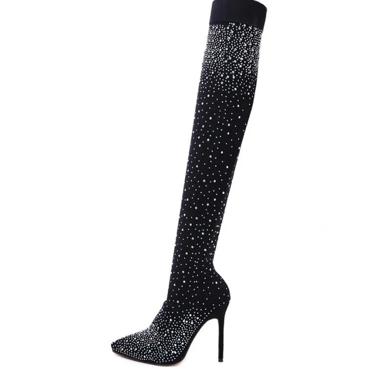 Rhinestone Over-the-Knee Boots