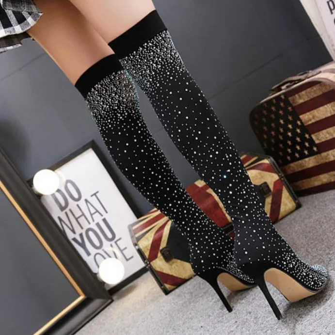 Rhinestone Over-the-Knee Boots