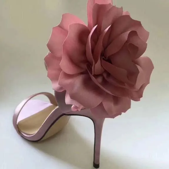 Satin High Heel Round Toe Sandals