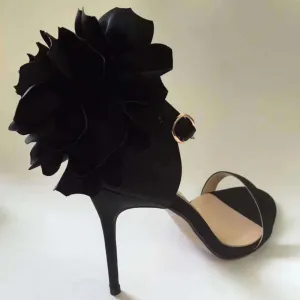 Satin High Heel Round Toe Sandals