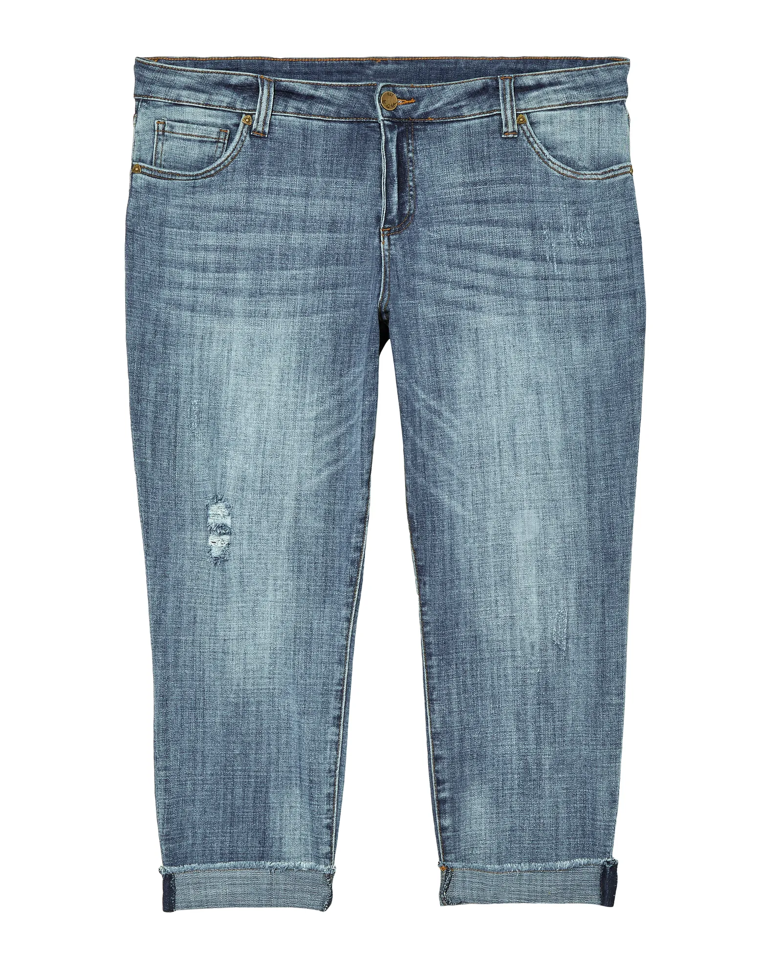 Seeley Cropped Straight Leg - Roll Up Frayed Hem | Medium Wash