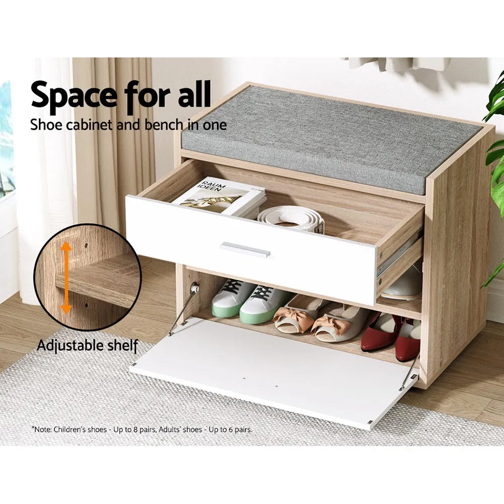 Shoe Cabinet Bench Shoes Storage Drawer Organiser Rack Fabric Wooden Cupboard